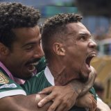 L'attaquant brésilien Paulinho a offert la victoire à Palmeiras. KEYSTONE/EPA/WILL OLIVER